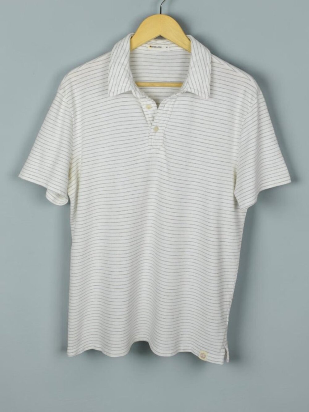 MARINE LAYER MEN'S STRIPED POLO SHIRT WHITE GRAY GOLF POLO